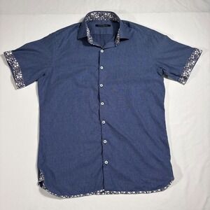 Hammer Made Limited Edition Button Down Short Sleeve Shirt Floral Trim M/15.5